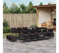 vidaXL Set da Pranzo da Giardino 15 pz con Cuscini Nero in Polyrattan