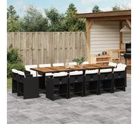 vidaXL Set da Pranzo da Giardino 15 pz con Cuscini Nero in Polyrattan