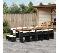 vidaXL Set da Pranzo da Giardino 15 pz con Cuscini Nero in Polyrattan