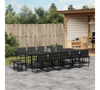 vidaXL Set da Pranzo da Giardino 15 pz con Cuscini Nero in Textilene
