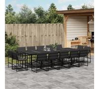 vidaXL Set da Pranzo da Giardino 15 pz con Cuscini Nero in Textilene