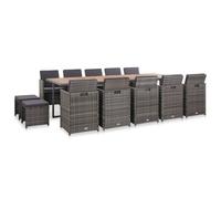 vidaXL Set da Pranzo da Giardino 15 pz e Cuscini Polyrattan Antracite