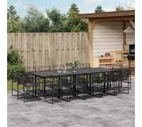 vidaXL Set da Pranzo da Giardino 15 pz Nero in Polyrattan