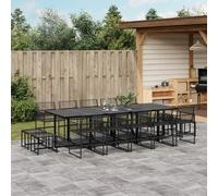 vidaXL Set da Pranzo da Giardino 15 pz Nero in Polyrattan