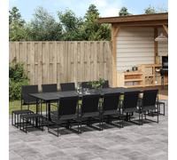 vidaXL Set da Pranzo da Giardino 15 pz Nero in Textilene