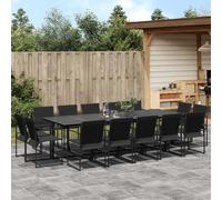 vidaXL Set da Pranzo da Giardino 15 pz Nero in Textilene