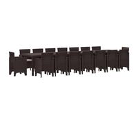 vidaXL Set da Pranzo da Giardino 17 Pezzi con Cuscini in Rattan Sintetico Marrone | Tavolo Rettangolare 180 x 90 x 73cm, per 16 Persone. Mobili da Esterno Resistenti ai Raggi UV, Design Contemporane