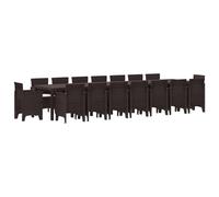 vidaXL Set da Pranzo da Giardino 17 Pezzi in Rattan Sintetico Marrone. può ospitare Fino a 16 Persone. Tavolo Rettangolare di 250 x 100 x 73 cm. Mobili da Esterno Resistenti ai Raggi UV e impermeabi