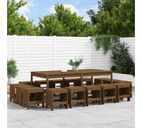 vidaXL Set da Pranzo da Giardino 17 pz ambra in Legno Massello di Pino