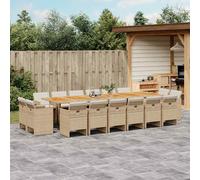 vidaXL Set da Pranzo da Giardino 17 pz con Cuscini Beige in Polyrattan