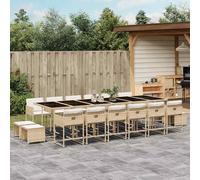 vidaXL Set da Pranzo da Giardino 17 pz con Cuscini Beige in Polyrattan