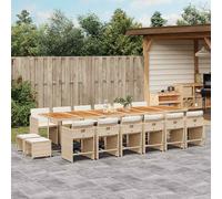 vidaXL Set da Pranzo da Giardino 17 pz con Cuscini Beige in Polyrattan