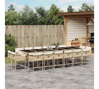 vidaXL Set da Pranzo da Giardino 17 pz con Cuscini Beige in Polyrattan