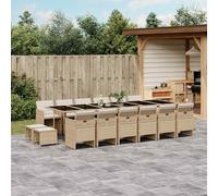 vidaXL Set da Pranzo da Giardino 17 pz con Cuscini Beige in Polyrattan