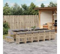 vidaXL Set da Pranzo da Giardino 17 pz con Cuscini Beige in Polyrattan