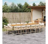 vidaXL Set da Pranzo da Giardino 17 pz con Cuscini Beige in Polyrattan