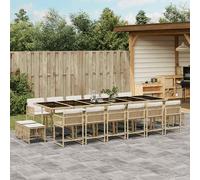vidaXL Set da Pranzo da Giardino 17 pz con Cuscini Beige in Polyrattan