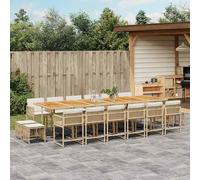 vidaXL Set da Pranzo da Giardino 17 pz con Cuscini Beige in Polyrattan