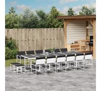 vidaXL Set da Pranzo da Giardino 17 pz con Cuscini Bianco in Textilene