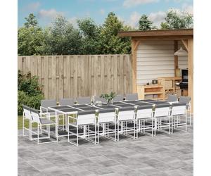 vidaXL Set da Pranzo da Giardino 17 pz con Cuscini Bianco in Textilene