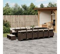 vidaXL Set da Pranzo da Giardino 17 pz con Cuscini Marrone Polyrattan
