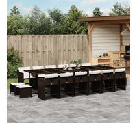 vidaXL Set da Pranzo da Giardino 17 pz con Cuscini Marrone Polyrattan