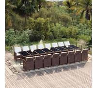 vidaXL Set da Pranzo da Giardino 17 pz con Cuscini Marrone Polyrattan