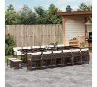vidaXL Set da Pranzo da Giardino 17 pz con Cuscini Marrone Polyrattan