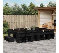vidaXL Set da Pranzo da Giardino 17 pz con Cuscini Nero in Polyrattan