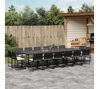 vidaXL Set da Pranzo da Giardino 17 pz con Cuscini Nero in Polyrattan