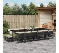 vidaXL Set da Pranzo da Giardino 17 pz con Cuscini Nero in Polyrattan