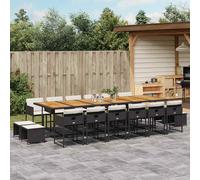vidaXL Set da Pranzo da Giardino 17 pz con Cuscini Nero in Polyrattan