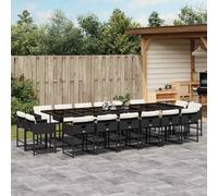 vidaXL Set da Pranzo da Giardino 17 pz con Cuscini Nero in Polyrattan
