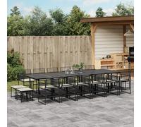 vidaXL Set da Pranzo da Giardino 17 pz con Cuscini Nero in Polyrattan, Set da Pranzo, Set per Esterni, Set mobili da Esterno, Set da Giardino