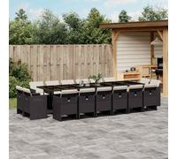 vidaXL Set da Pranzo da Giardino 17 pz con Cuscini Nero in Polyrattan