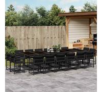 vidaXL Set da Pranzo da Giardino 17 pz con Cuscini Nero in Polyrattan