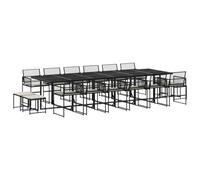 vidaXL Set da Pranzo da Giardino 17 pz con Cuscini Nero in Polyrattan, Set da Pranzo, Set per Esterni, Set mobili da Esterno, Set da Giardino