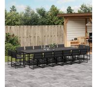 vidaXL Set da Pranzo da Giardino 17 pz con Cuscini Nero in Textilene