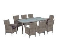 VIDAXL - Set Da Pranzo Da Giardino 17 Pz In Polyrattan E Vetro Grigio