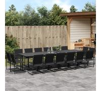 vidaXL Set da Pranzo da Giardino 17 pz Nero in Textilene