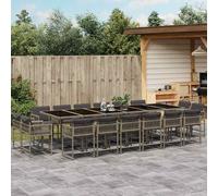 vidaXL Set da Pranzo da Giardino 17pz con Cuscini Grigio in Polyrattan