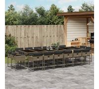 vidaXL Set da Pranzo da Giardino 17pz con Cuscini Grigio in Polyrattan