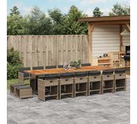 vidaXL Set da Pranzo da Giardino 17pz con Cuscini Grigio in Polyrattan