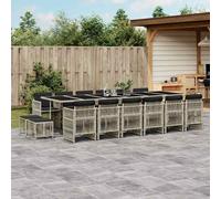 vidaXL Set da Pranzo da Giardino 17pz con Cuscini Grigio in Polyrattan