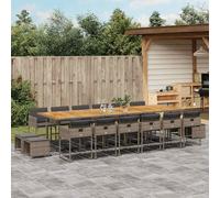 vidaXL Set da Pranzo da Giardino 17pz con Cuscini Grigio in Polyrattan