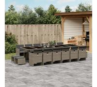 vidaXL Set da Pranzo da Giardino 17pz con Cuscini Grigio in Polyrattan