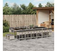 vidaXL Set da Pranzo da Giardino 17pz con Cuscini Grigio in Polyrattan
