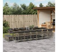 vidaXL Set da Pranzo da Giardino 17pz con Cuscini Grigio in Polyrattan