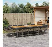 vidaXL Set da Pranzo da Giardino 17pz con Cuscini Grigio in Polyrattan