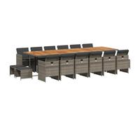 vidaXL Set da Pranzo da Giardino 17pz con Cuscini Grigio in Polyrattan